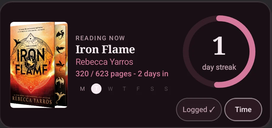 Reading-now widget on an Android home screen